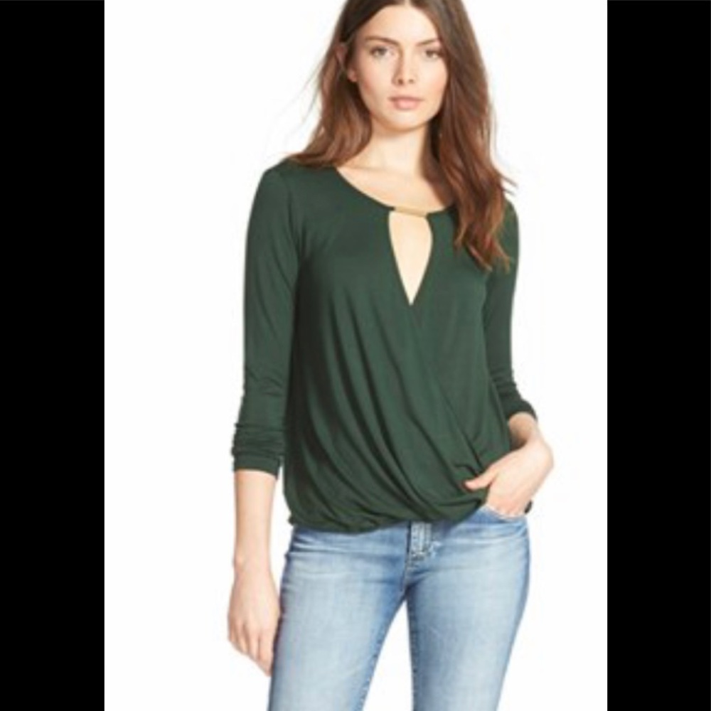 Anthropologie Ella Moss green wrap top